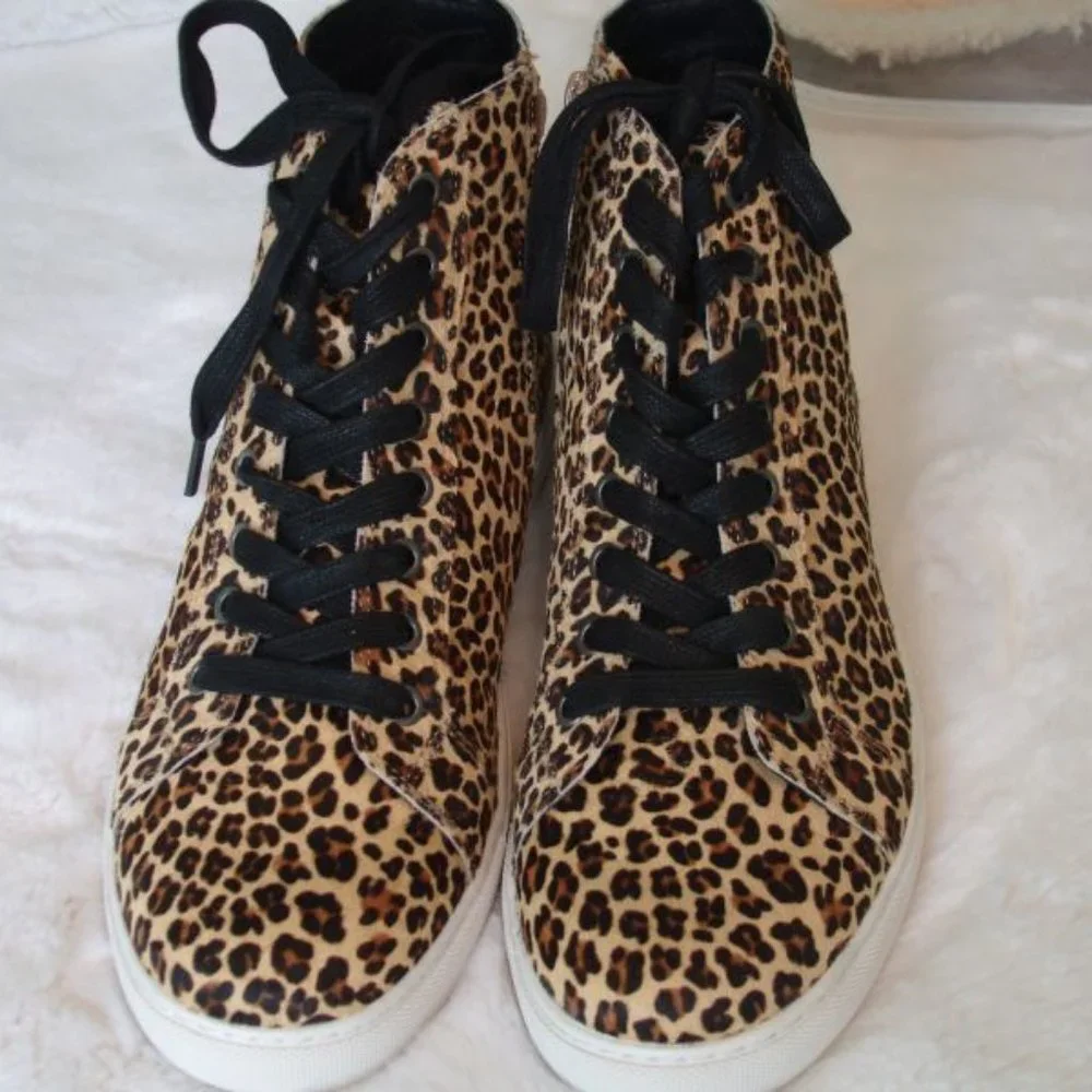 Matisse Entice leopard print calf hair high tops 8 - Picture 1 of 3